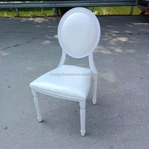 Hotel Restaurant Chair Stacking Upholstered White Wedding French Louis Chair