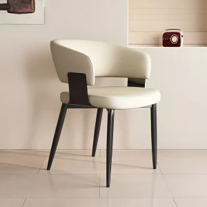 Hotel Restaurant Chairs Modern Dining Restaurant Metal Chairs Ergonomic Upholstered Steel Legs PU Leather Home Furniture