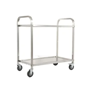 Hotel Restaurant Equipment Knock Down Stainless Steel 2 Tiers Food Serving Trolley