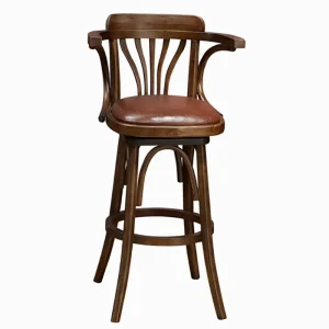 Hotel Restaurant Furniture Solid Wood Swivel Chair Retro High Chair Bar Stool