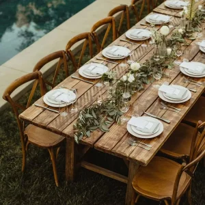Hotel Restaurant Household Customized Solid Wood Folding Outdoor Banquet Wedding Tables