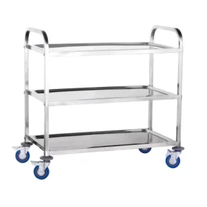 Hotel Restaurant Supplies Stainless Steel Service Trolley Cart with Three Shelf
