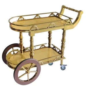 Hotel Restaurant Tea and Meal Serving Cart Furniture Stainless Steel Beverage Cart European style Hotel Trolley