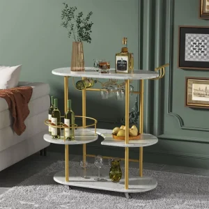 Hotel Services Trolley Metal Wine Drink Barware Trolley Liquor Mobile Kitchen Food Carts Bar Cart Trolleys for Serving