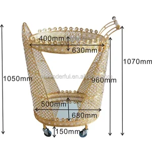 Hotel Serving Trolley with Crystal Decoration