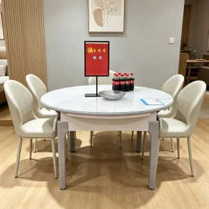 Hotel Use Dining Room Furniture High Quality Durable Solid Wood Frame Extendable Tempered Glass Top Modern Table