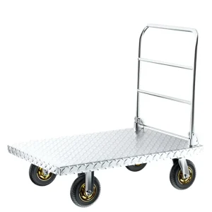 Hotel Use Four-Wheel Stainless Steel Platform Trolley 300kg Load Capacity Industrial Storage Hand Truck for Food Factories