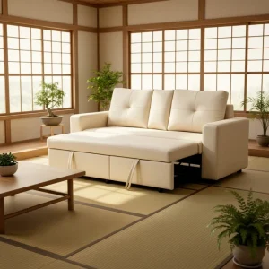 Hotel Use Transformer Wall Sofa Bed Metal Frame Foldable Linen Convertible Sofa Bed for Guest Room