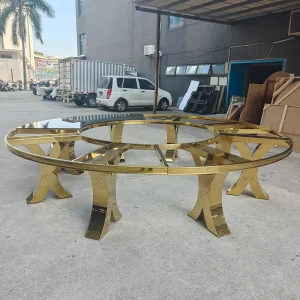 Hotel Wedding Modern Luxury Party Round Stainless Steel Tempered Glass Desktop Dining Table