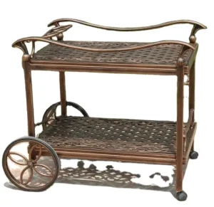 Hotel Wine Cart Heavy Duty Metal Rolling Bar Trolley with Glass Rack and Storage Shelves