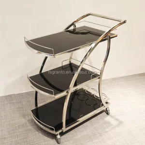 Hotel Wine Trolley Cart Stainless Steel Modern Furniture Mobile Dining Kitchen Home Bar Food Tea Drink Trolley