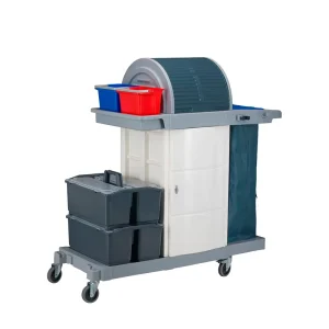 Hotel and Restaurant Janitor Cleaning Cart Multifunctional Plastic Trolley for Cleaning Services