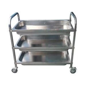 Hotel and Restaurant Supplies Mobile Stainless Steel Service Trolley Cart with Handle