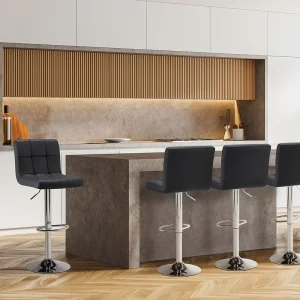 Hotselling Thickened Padded 150kg Load Capacity Adjustable Height Commercial bar Stools with Backrests for Kitchen Counters