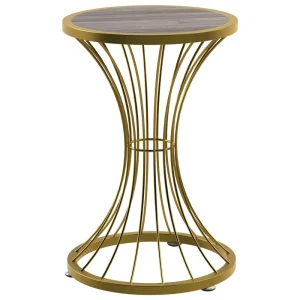 Hourglass Shape Gold Wooden Top Modern Rustic Design Living Room Coffee Table Bedside Table Corner Storage Table