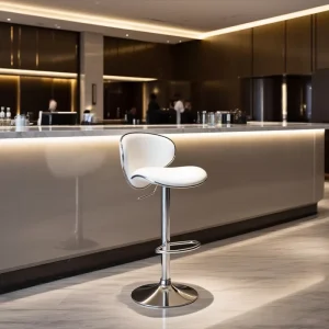 Household Indoor Luxury PU Leather Bar Stool With Adjustable Height Metal Base and Low Back Bar Chairs