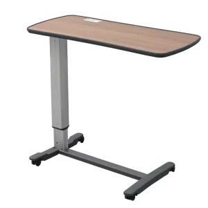 Hydraulic Mobile Overbed Table for Hospital Patients with Wheels 25KG Capacity Adjustable Height 77-106CM