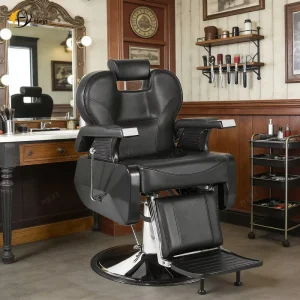 Hydraulic Pump All Black Synthetic Leather Salon Barber Shop Chair for Men