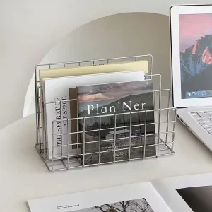 INS-style Minimalist Iron Desktop Organizer Metal Rack Bookend Desk Multifunctional Storage Rack