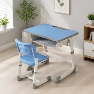 ISO Certified Heavy Duty Plastic Student Desk and Chair Set Durable Metal Frame Classroom Furniture for Primary Secondary School