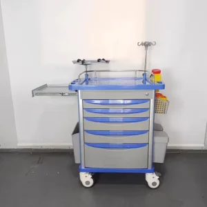 ISO Certified Medical ABS Emergency Room Treatment Trolley Hospital Crash Cart with Defibrillator for Treatment Use