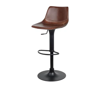 Imported Genuine Leather Light Luxury Vintage High end Bar Stool with Lifting Rotating Feature for Home Bar Furniture