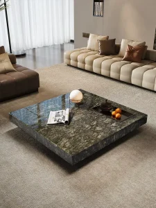 Imported Natural Platinum Diamond Stone Box Modern Minimalist Square Floating Coffee Table High end Villa Living Room BKS