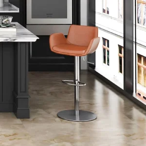 [In Stock] American Style Modern Light Luxury Stainless Steel Bar Stool with Backrest Rotatable Height Adjustable for Home Bar