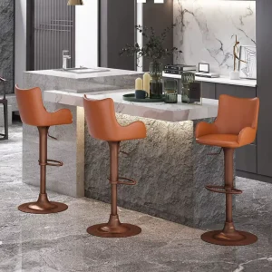[In Stock] Bar Stool Backrest Armrest Lifting Rotating Carbon Steel Vintage Style Kitchen Island High foot Dining ChairBar Chair