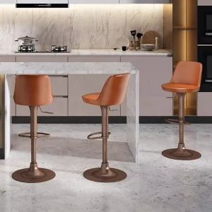 [In Stock] Bar Stool Chair Master Design Adjustable Height Swivel Light Luxury Home Use Italian Minimalist Leather