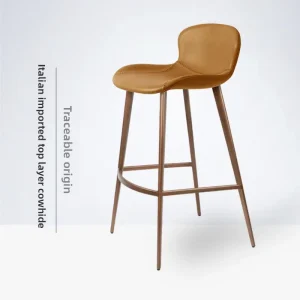 In Stock Imported Cow Leather Modern Design Frame Luxury Home Use Premium High Bar Stool