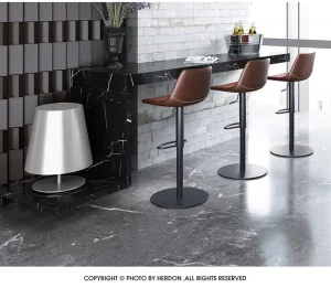 [In Stock] Imported Genuine Leather Light Luxury Vintage High end Bar Stool Lifting Rotating Feature for Home Bar