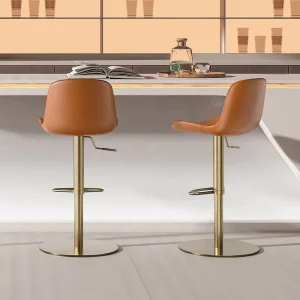 [In Stock] Italian First Layer Cowhide Genuine Leather Bar Stool Modern Light Luxury Lifting Rotatable No Armrest Customizable