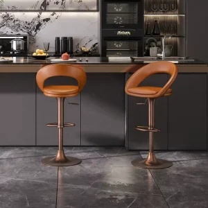 In Stock Light Luxury High End Bar Stool with Backrest Rotating Height Adjustable for Home Use