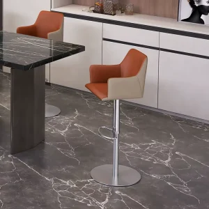[In Stock] Luxurious Leather Rotating Home Bar Stool Backrest Stainless Steel Frame Island Counter High Stool