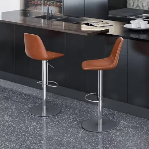 [In Stock] Minimalist Stainless Steel Frame Bar Stool Height Adjustable Rotatable Modern Design Light Luxury Bar