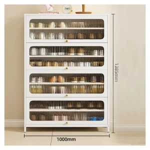 In Stock Modern Metal Shoe Rack with Storage Cabinet Customizable Size & Color Living Room Furniture for Warehouse Use