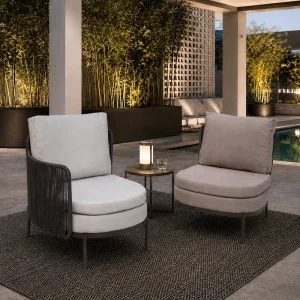 In Stock Modern Portable PE Rattan Weaving Outdoor Leisure Chair Quick Dry Cushions for Hotel Villa Courtyard Hospital Patio