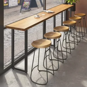 In Stock Nightclub Restaurant Furniture High bar Table RTS Night Club Industry Style Long Wooden bar Table with Chair