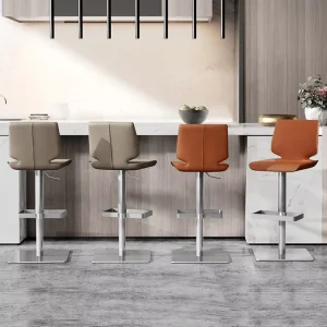[In Stock] Stainless Steel American Style Bar Stool Backrest Height Adjustable Rotatable Light Luxury Bar Furniture