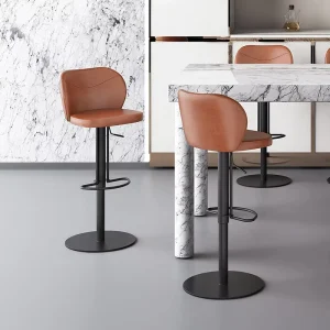 [In Stock]European Style Modern Simple Light Luxury Home Use Stainless Steel Carbon Steel Frame Height Bar Stool