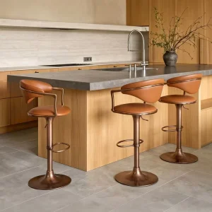 [In Stock]Minimalist Light Luxury Frame Height Adjustable Rotating Bar Stool Backrest Comfortable Long Time Sitting Home