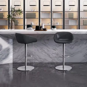 [In Stock]Nordic Light Luxury Stainless Steel Height Adjustable Rotating Bar Stool Black Modern Children’s Home Bar Furniture