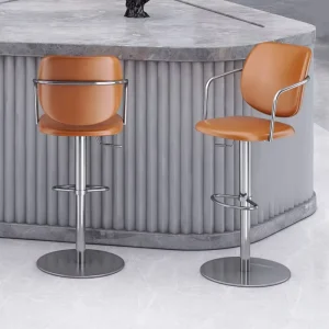 [In stock] American Style Bar Chair Adjustable Backrest Height Adjustable Stainless Steel Frame Light Luxury Bar