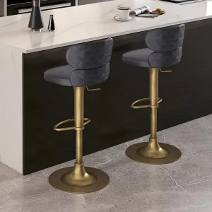 [In stock] Modern Leather Adjustable Swivel Bar Stool High Legged Kitchen Island Dining Chair Black