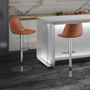 [In stock] Nordic Leather Bar Chair Modern Minimalist Light Luxury Backrest Swivel Adjustable Height Bar Stool