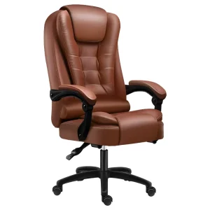 Indoor Office Furniture Luxury Boss Executive Synthetic Leather High Back Armchair Swivel Modern Lift Chair Stainless