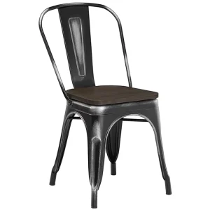 Indoor Outdoor Antique Iron Dining Chair Restaurant Cafe Coffee Shop Stackable Industrial Brushed Metal Home Office Apartment