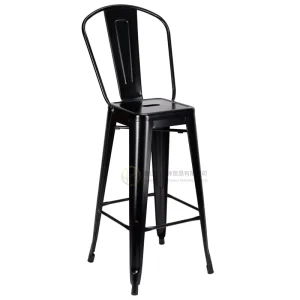 Industriail Style Commercial Furniture Bistro Restaurant Kitchen bar Heightchairs Removable High Back Iron Metal bar Stools