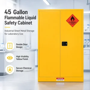Industrial 45 Gallon Flammable Liquid Safety Cabinet Yellow Steel Chemical Storage Cabinet for Laboratory Workshop